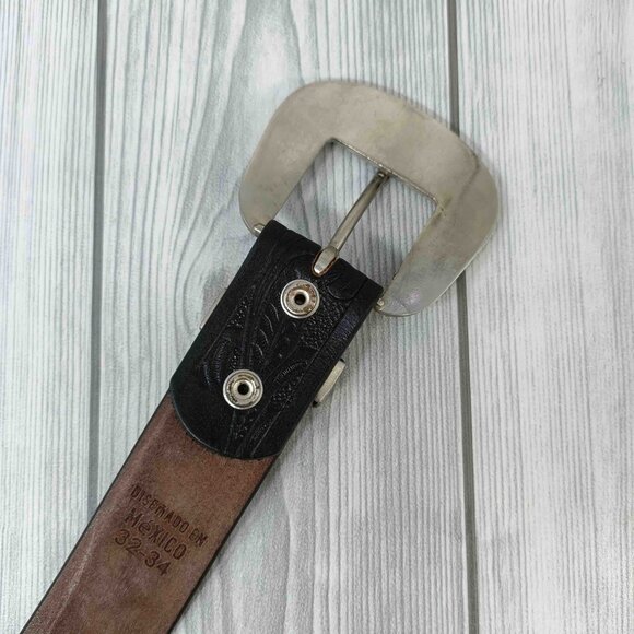 Western Leather Belt, Engraved Floral Tooled Leather Belt, Belt for Men & Women - Picture 7 of 12